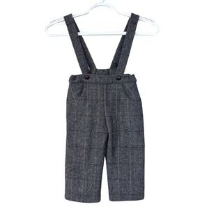 Pepa London Boys Grey Plaid Wool Blend Lined Suspenders Pants Trousers 2 years‎